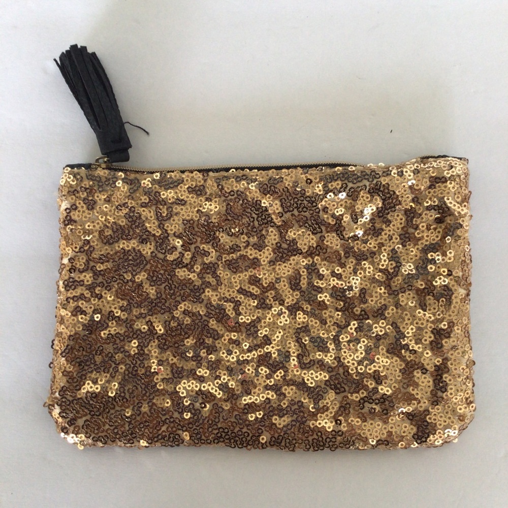 IPSY GOLD SEQUIN MAKEUP COSMETIC BAG NWOT